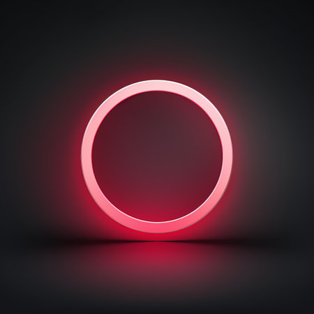 a glowing red circle on a black backgroundの素材