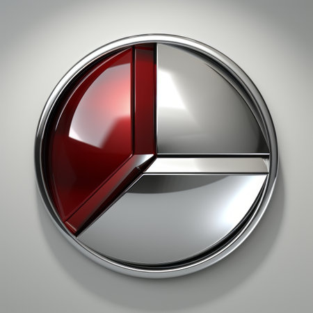 a silver and red car emblem on a gray backgroundの素材