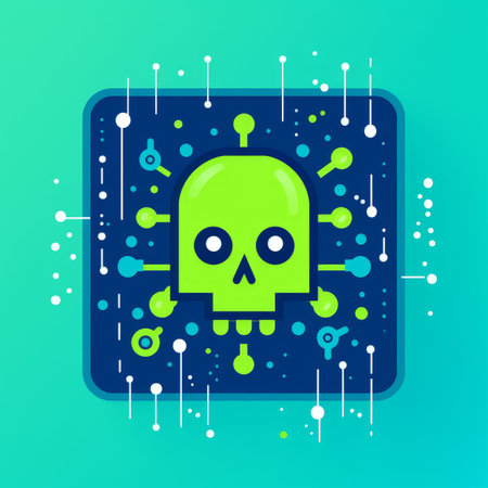 an illustration of a skull with a virus around itの素材