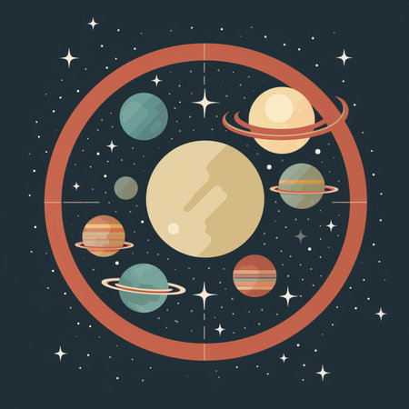 an illustration of the planets in the solar systemの素材