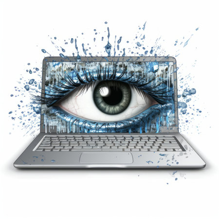 an image of a laptop with an eye on itの素材