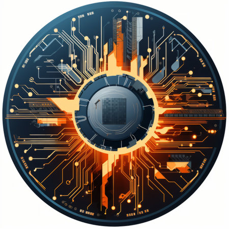 an image of a circuit board with an orange and black designの素材