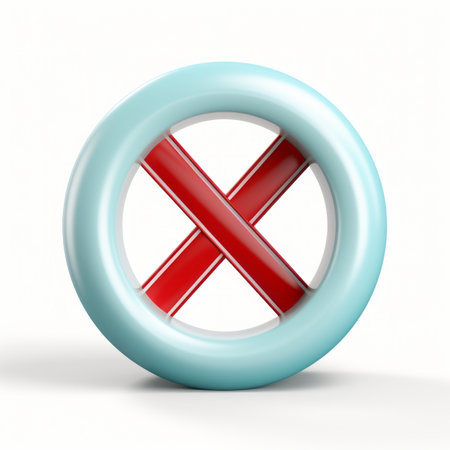 a blue circle with a red cross on itの素材