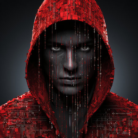 a man in a red hoodie with a black backgroundの素材