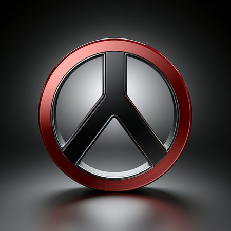 a red and black peace symbol on a black backgroundの素材