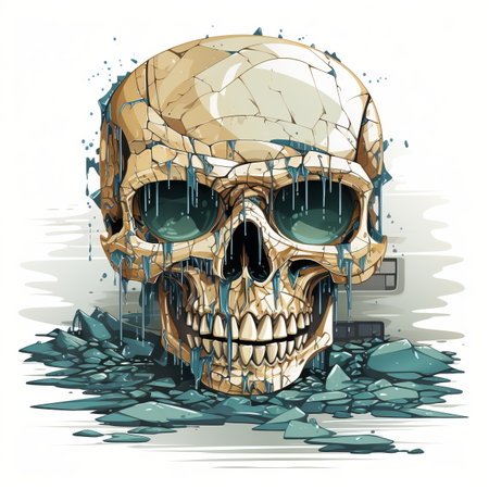an illustration of a skull with ice on itの素材