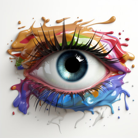 an image of an eye with paint splatters on itの素材