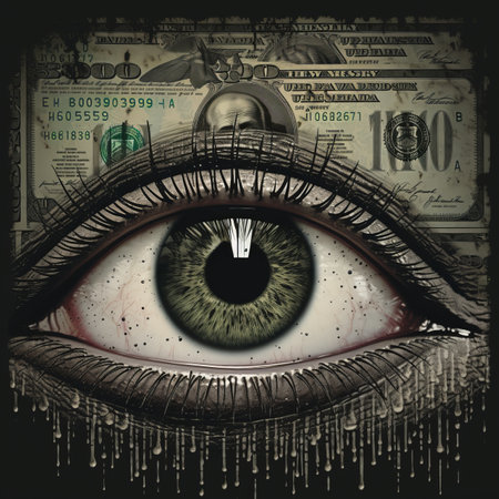 an image of an eye with a dollar bill on itの素材
