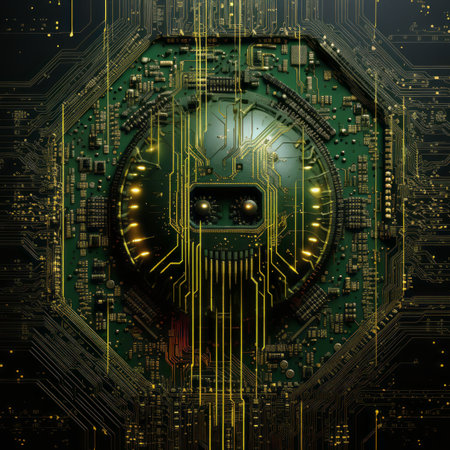 an image of an electronic circuit board with a computer chipの素材