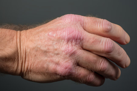 a mans hand with a rash on itの素材