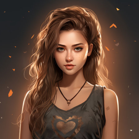 a digital painting of a girl with long hairの素材