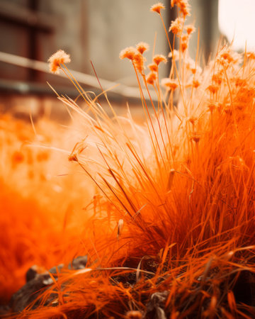 a close up of some orange grassの素材