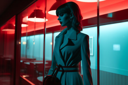 a mannequin is standing in front of a glass wallの素材