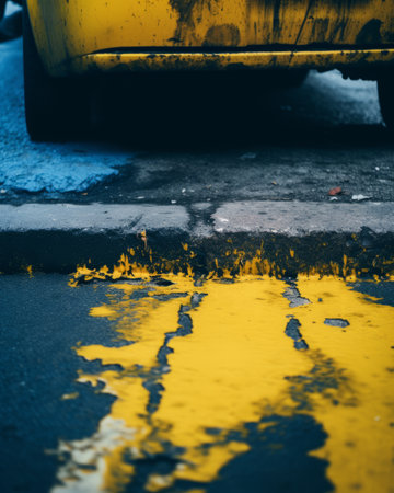 a yellow taxi cab parked on the side of the roadの素材