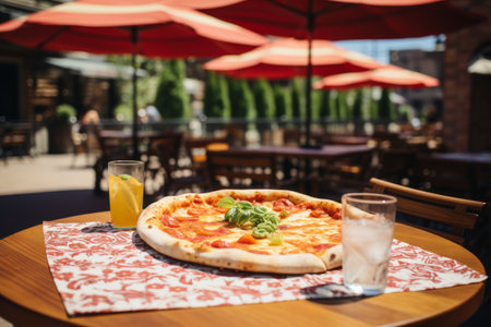 pizza on a tableの素材