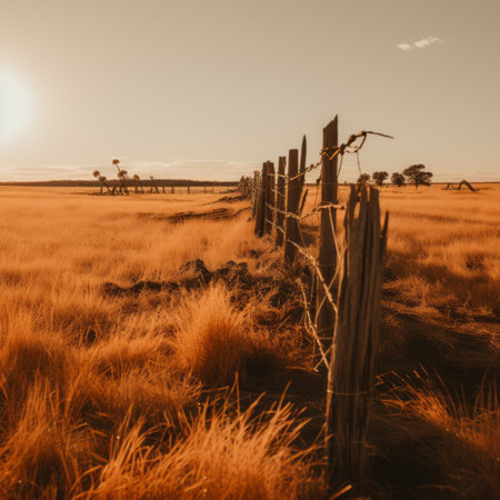 a fence in the middle of a fieldの素材