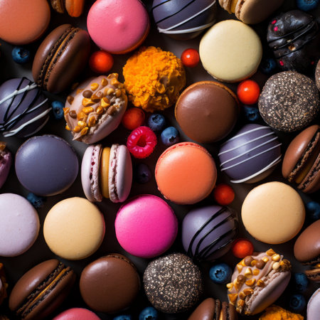 many different types of macarons on a tableの素材