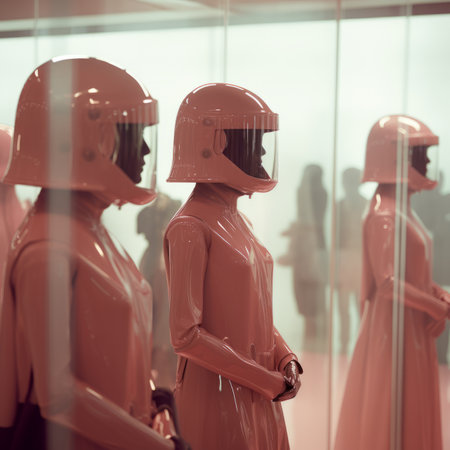 mannequins in a room with mirrorsの素材