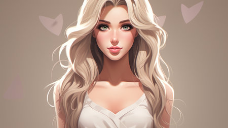 an illustration of a beautiful blonde woman with long hairの素材