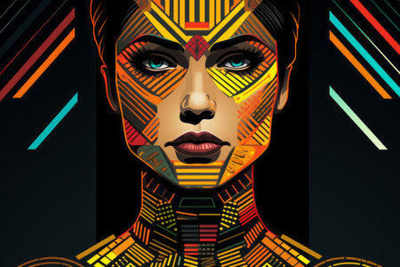 an illustration of a woman with a futuristic lookの素材