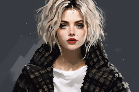 a digital painting of a woman with blonde hairの素材