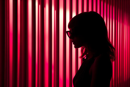 a woman in a red dressの素材