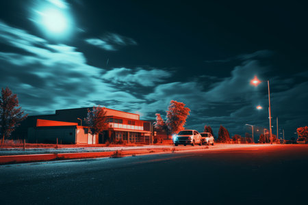 an image of an empty street at nightの素材