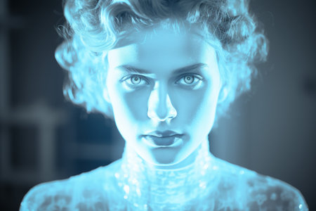 an image of a woman with blue hairの素材