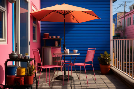 an umbrella on a tableの素材