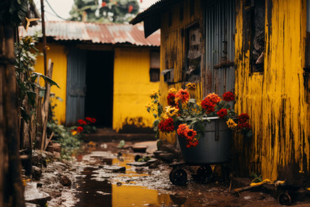 flowers in a bucketの素材