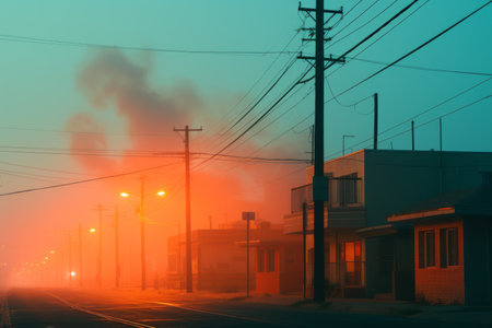 smoke billowing from power linesの素材