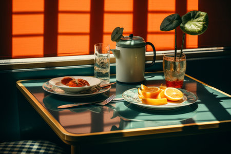 the table is on the floorの素材