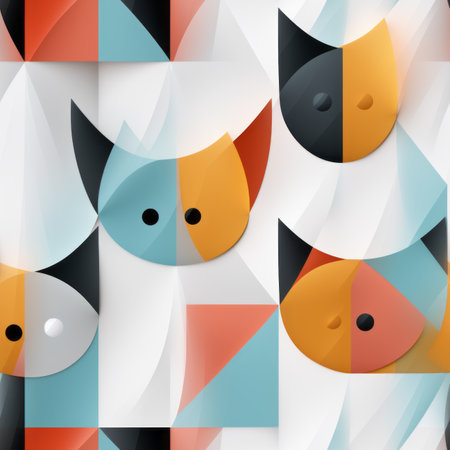 a colorful abstract pattern with cats on itの素材