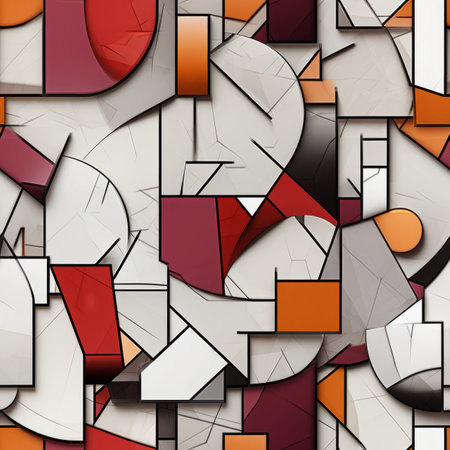 abstract geometric shapes in red orange and whiteの素材
