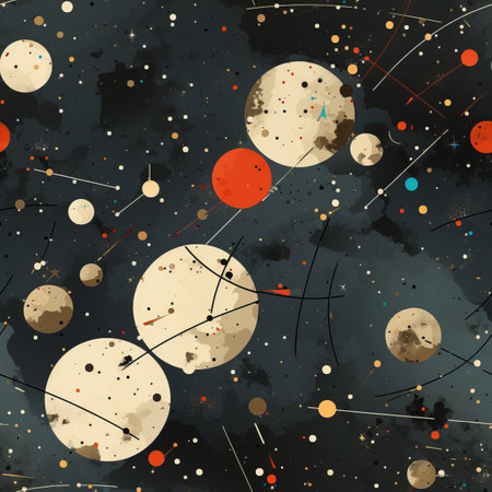 an illustration of planets and stars in spaceの素材