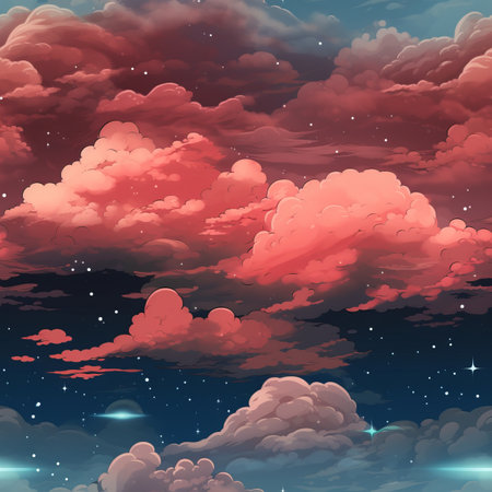 clouds and stars in the night skyの素材