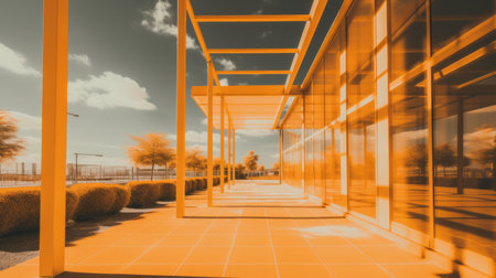 an orange building is shown in an infrared imageの素材