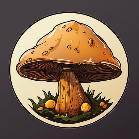 an illustration of a mushroom on a dark backgroundの素材