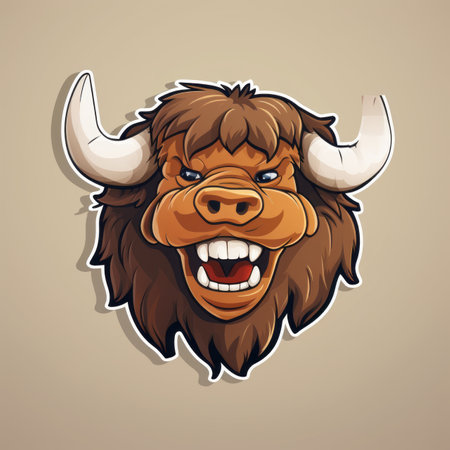 an illustration of a bison head on a brown backgroundの素材