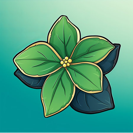 illustration of a poinsettia flower on a turquoise backgroundの素材