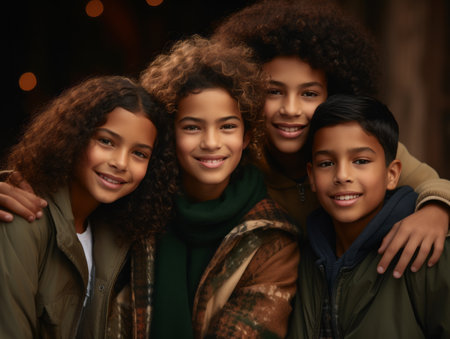 a group of young children posing for the cameraの素材