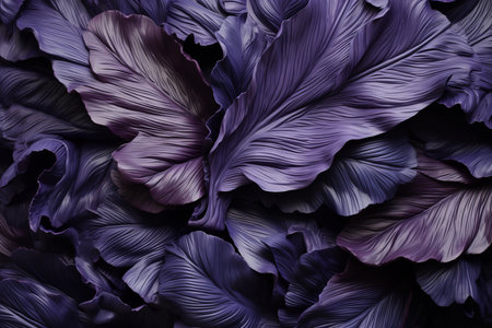 a close up of purple leaves on a black backgroundの素材