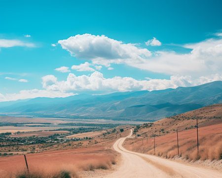a dirt road in the middle of nowhereの素材