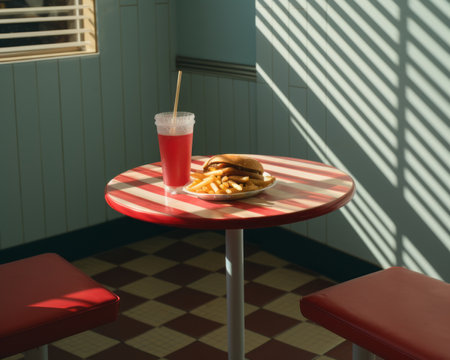 a red and white checkered tableの素材