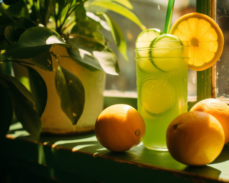 a potted plant in front of a windowの素材