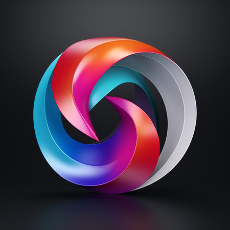 a colorful 3d design of a spiral on a black backgroundの素材