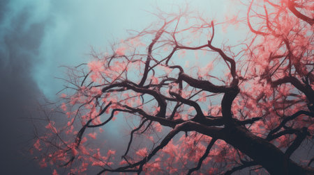 an image of a tree with pink flowersの素材