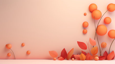 3d rendering of orange leaves on a pink backgroundの素材