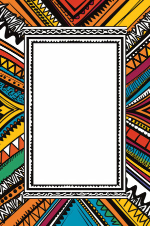 a colorful frame with an ethnic pattern on itの素材