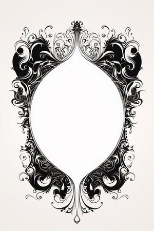 an ornate frame with black and white swirlsの素材